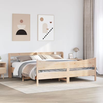 vidaXL - Bedframe - met - hoofdbord - massief - grenenhout - 200x200 - cm