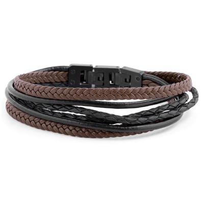 Leren Roy Armband in Zwart & Bruin