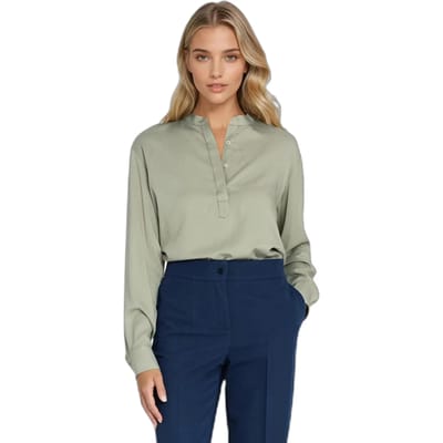 Vrouwen polo blouse van viscose met hoge kraag Nife
