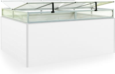 Moestuinbak opzetstuk van aluminium en polycarbonaat Tuinkas plantenbak voor tuin, balkon, met dakvenster kleppen, UV en weerbestendig, 150 x 195 cm