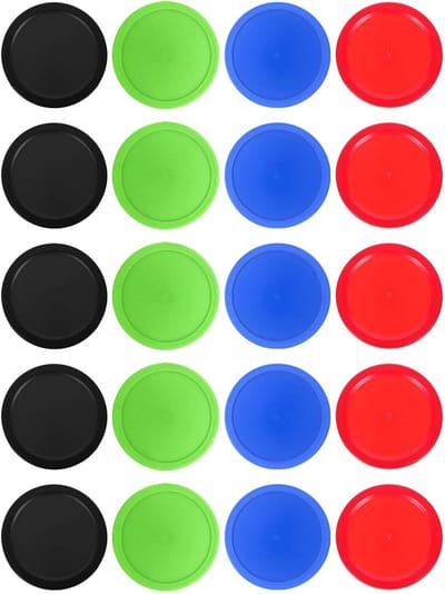 Airhockey Pucks - Tafelhockey Schijven - Spelonderdelen Vervangen - Soepele Glijprestaties - 20 Stuks 64mm - Diverse Kleuren