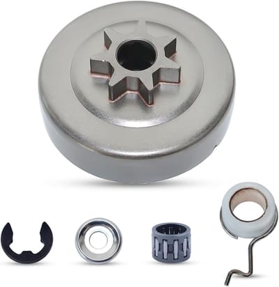 Koppelingstrommel Wormwiel Set - Kettingzaag Onderdelen - Kettingzaag Onderhoud - Hoogwaardige Materialen - .325" 7T - Zilverkleurig