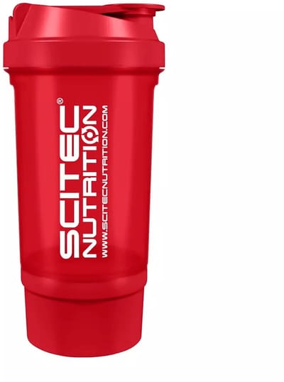 Scitec Nutrition® - Traveler Shaker (Red) - Rood - Shakebeker met ingebouwd opbergcompartiment - anti-lek - shakebekers