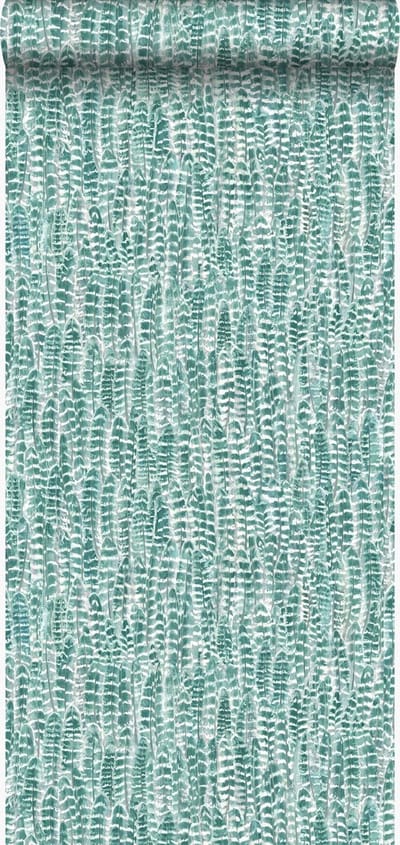 Origin Wallcoverings behang veren lagunegroen - 53 cm x 10.05 m - 347396