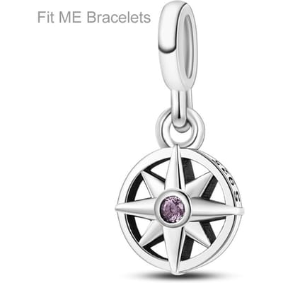 Volg Hart Kompas Dangle Charms Kralen Hanger 925 Zilver Past Originele Armband Bangle DIY voor Sieraden Maken white