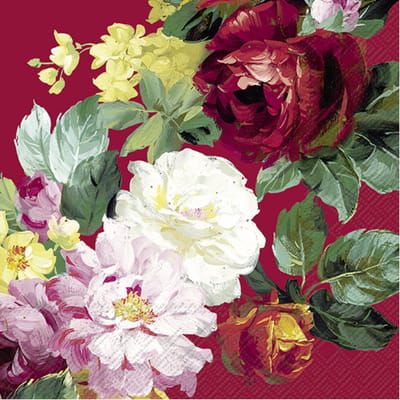 20x Gekleurde 3-laags servetten rozen 33 x 33 cm - Voorjaar/lente bloemen thema