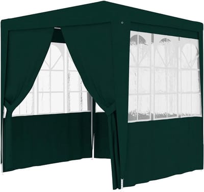 Vouwpaviljoen met zijpanelen - Partytent Tuinpaviljoen - Buitenfeesten Organiseren - UV- en waterbestendig PE - 25 x 25 m - Groen