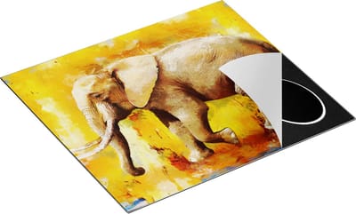 Chefcare Inductie Beschermer Geschilderde Olifant Olieverf - Abstract - 60x50 cm - Afdekplaat Inductie - Kookplaat Beschermer - Inductie Mat