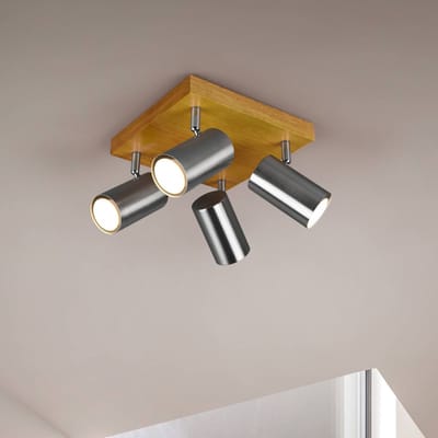 Trio Lighting Marley plafondspot, mat nikkel, 4-lamps