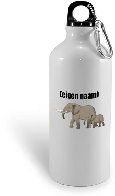 Hacebo® - olifant en kleine met eigen naam waterfles - Olifant - dieren liefhebber - iemand die houdt van olifanten - verjaardag - cadeau - kado - geschenk - water fles - 400ML