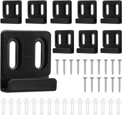 8-delige Metalen Spiegel Hangclip Set, Stevige Wandmontage met Schroeven en Expansiepluggen voor Frameloze Displays en Tegelreclame (Zwart)