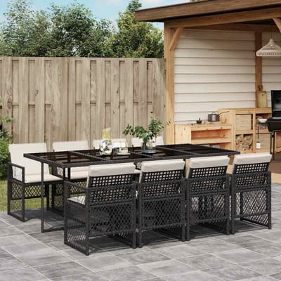 vidaXL - 9-delige - Tuinset - poly - rattan - zwart