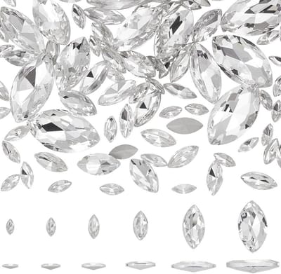 94 Stuks Puntige Achterkant Rhinestones in 6 Maten - Glazen Edelstenen voor Sieraden, Creatief Decor en Ambachten met Zilver Geplateerde Achterkant