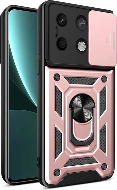 MobyDefend Hoesje - Geschikt voor Xiaomi Redmi Note 13 5G - Pantsercase Met Draaibare Ring - Rosé
