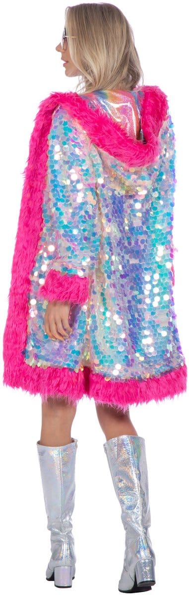 Wilbers Karnaval BV - Luxe lange jas met holografische pailletten voor dames