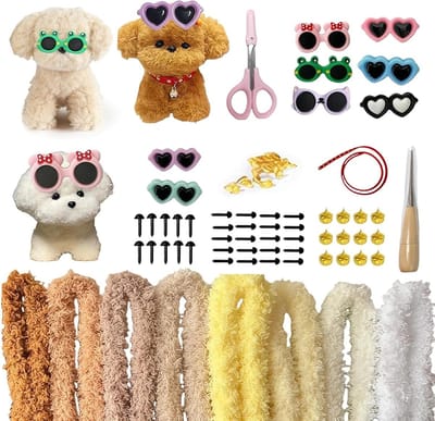 Creatieve Pijpenragers voor Ambachten, DIY Hondenset, Handwerk Kit met Pijpenragers en Accessoires, Perfect voor Verjaardagscadeaus en Creatieve Projecten