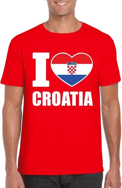 Rood I love Kroatie supporter shirt heren - Kroatisch t-shirt heren S