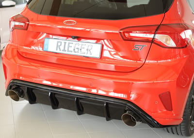 RIEGER - FORD FOCUS 4 HATCH + ST - RIEGER PERFORMANCE DIFFUSER ST & ST LINE TWIN EXHAUST 115MM BIG TIPS - GLOSS BLACK