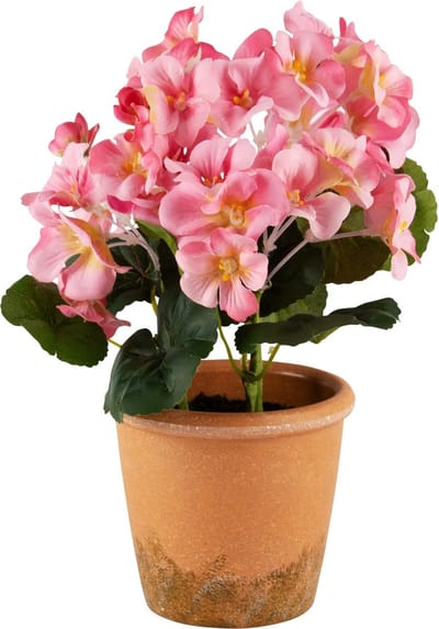 Dekoratief | Bloempot m/roze bloemen, PVC, 15x15x23cm | A240580