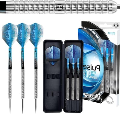 90% Tungsten Steel Tip Darts Set - Ingebouwde Curve Grip - Aqua Supergrip Fusion Shafts - Prime Flights & Travel Case - Verschillende Gewichten Beschikbaar (21-26 g)