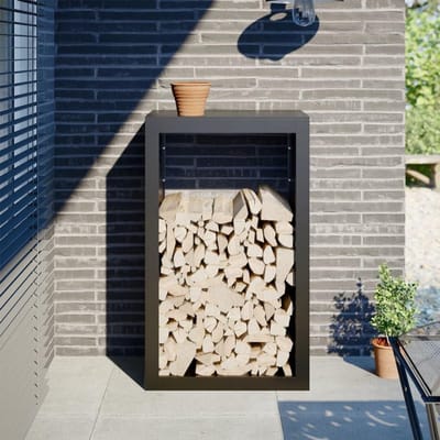 Brandhoutrek - Houthouder Opslag - Open Haard Gebruik - Duurzaam Staal - 60 x 40 x 100 cm - Zwart