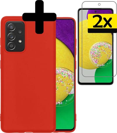 Hoesje - Met 2x Screenprotector - Geschikt voor Samsung Galaxy A52s 5G - Sterk & Shockproof - Back Cover - Siliconen Case - Telefoon Hoes - Telefoonhoesjes - Rood
