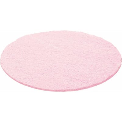 Muratap Basic rond shaggy vloerkleed roze hoogpolig- 120 cm rond