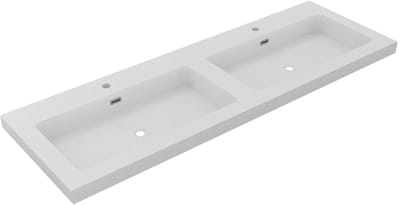 DutchLine - Atlanta Wastafel 140 Dubbele Wasbak - Mat Wit - 2 Kraangaten