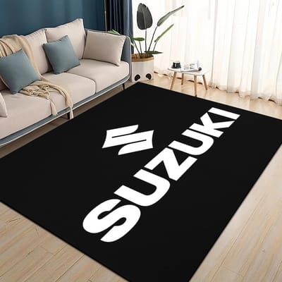 3D Raceauto S-SUZUKI Logo Motorfiets Tapijt Vloerkleed voor Woonkamer Slaapkamer Huis Sofa Decoratie, Kinderen spelen Antislip Vloermat 70x100cm( 27x39in )