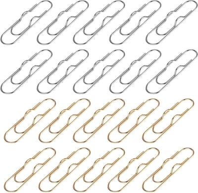 Metalen penklemmen set van 20 stuks, multifunctionele penhouders en paperclips voor notitieboeken en dagboeken (zilver + goud)