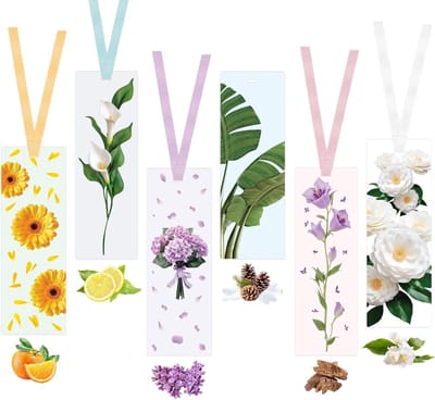 12 Stuks Geurige Bloemen Boekmerken van Papier met 6 Speciale Geur Boekmerken voor Onderwijs, Kantoor en Thuisgebruik