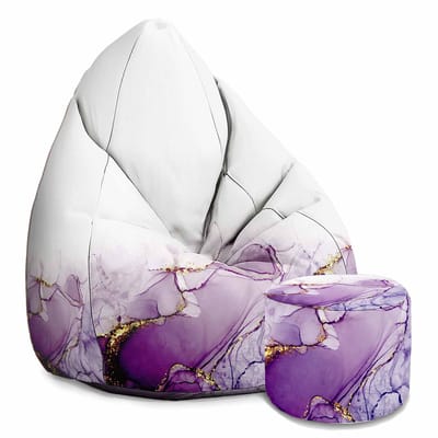 DreamRoots Oxford Zitzak voor Volwassenen – Luxe Beanbag met Voetsteun en Afneembare Hoes – Inclusief Vulling – 80x80x120 cm - Watercolor Abstract Violet
