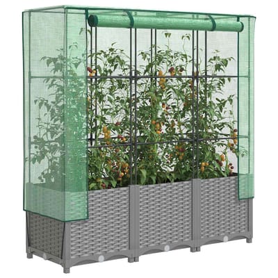 vidaXL - Plantenbak - verhoogd - met - kashoes - 120x40x138 - cm - rattanlook