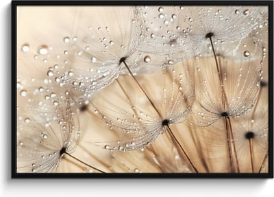 Poster in lijst - Fotolijst 120x80 cm - Posters - Paardenbloem - Abstract - Natuur - Beige - Posterlijst zwart - Decoratie - Wanddecoratie woonkamer - Muurdecoratie slaapkamer