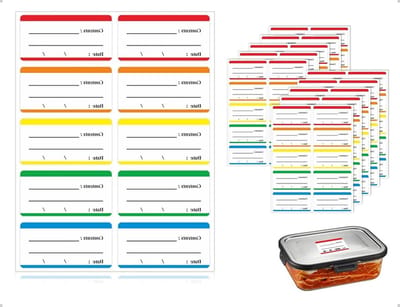 Dailygoods- Vriesetiketten 100 stuks - Beschrijfbare stickers - Zelfklevende etiketten - 6 x 3 cm - Duurzaam materiaal - 5 kleuren