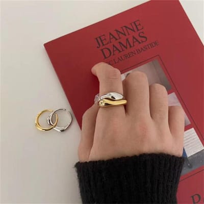 Golfvormige, goud- en zilverkleurige verstelbare ringen voor dames, Koreaanse open manchet vingerring, Anillos Anelli sieraden brown