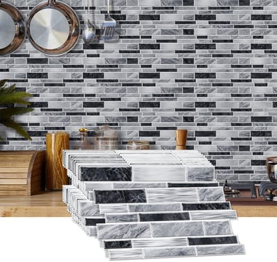 Allecto - Vintage Tegel Stickers - Zelfklevend - 12 Stuks - 3D Effect - Badkamer Decoratie - Keuken Wanddecoratie - 12 cm x 24.6 cm