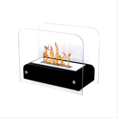 Bio ethanol haard - Toast Zwart Bio Ethanol Tafelhaard - bio ethanol tafelhaard - bio ethanol sfeerhaard - bio ethanol zwarte vrijstaande tafelhaard - biohaard op de tafel - bio ethanol tafelhaard met glas voor tuin