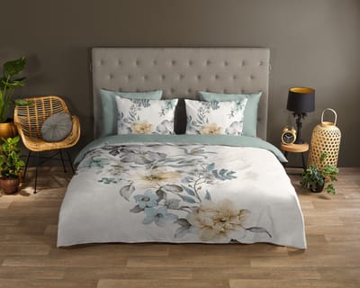 Good Morning dekbedovertrek bloemen - 1 persoons 140x200/220 cm - Ecru - 100% Katoen renforc�