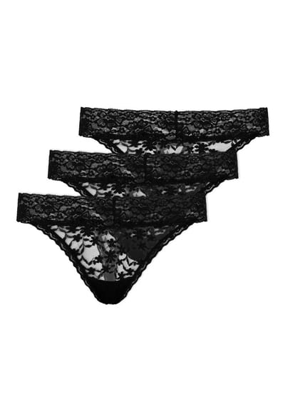 SNOCKS Tanga van Kant - Dames Ondergoed - Naadloos & Comfortabel - Dames Slips - Dames Onderbroeken - 3 Stuks