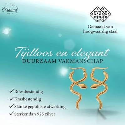 Aramat Jewels | Oorringen | Goudkleurige stainless steel slangen oorringen glad– 42mm | | | |4mm | Staal | Volwassenen | Verkleurd niet