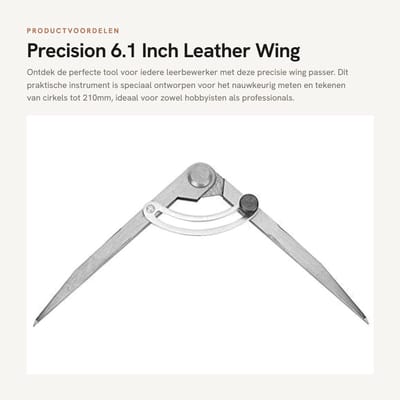 Dailygoods- Vleugelpasser Verstelbaar tot 210 mm - Potloodhouder - Lederen Ambacht - Tekenkompas - Professioneel Gereedschap - Hoogwaardig Staal