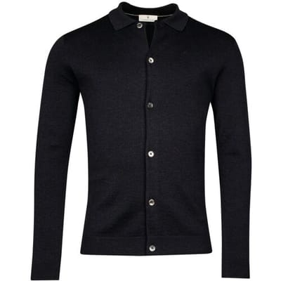 Thomas Maine Vest Button Cardigan Polo Collar Half Milano Knit Navy / male