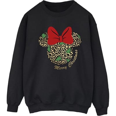 Disney Dames/Dames Minnie Mouse Luipaard Kerst Sweatshirt (Zwart)