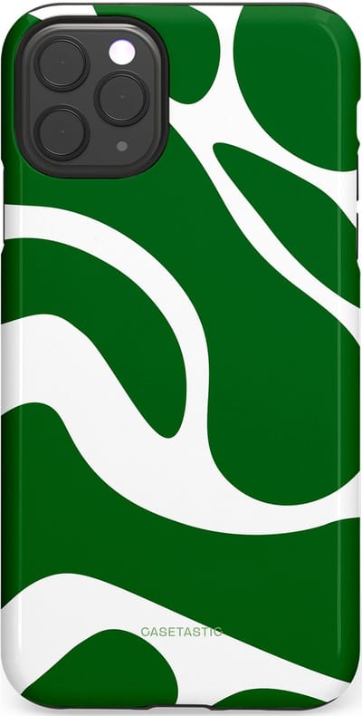 Casetastic Hoesje Geschikt voor Apple iPhone 11 Pro Max - Stijlvolle Beschermende Duo-layer Case - Groene Golven