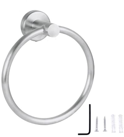 Dailygoods- Handdoekhouder Ronde Design 16 cm - Handdoekring - Roestvrij Staal - Wandmontage - Stijlvol - 180 Graden Draaiend