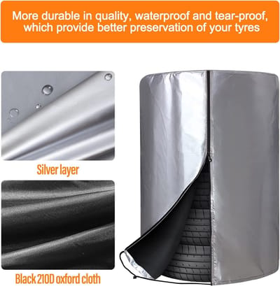 Bandenhoes - Zilver - 72 x 117 cm - Waterdicht en Sterk Materiaal - Voor 14-18 Inch Banden