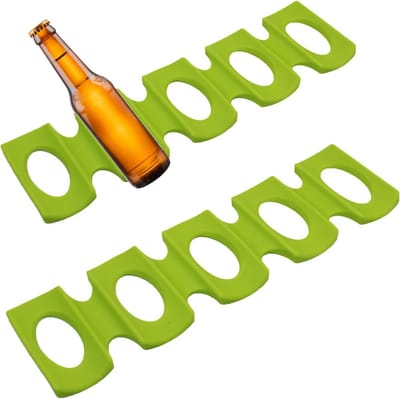 Set van 2 Siliconen Flessenhouders voor de Koelkast, Antislip Vouwbaar, Geschikt voor 15 Flessen, Keuken, Voorraadkast, Bierhouder, Ruimtebesparend en Handig