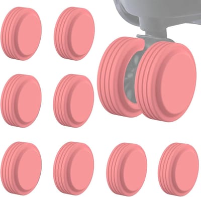 Set van 8 Siliconen Beschermhoezen voor Kofferwielen, Universele Luggage Covers voor Spinner Koffers, Handbagage en Koffers in Roze