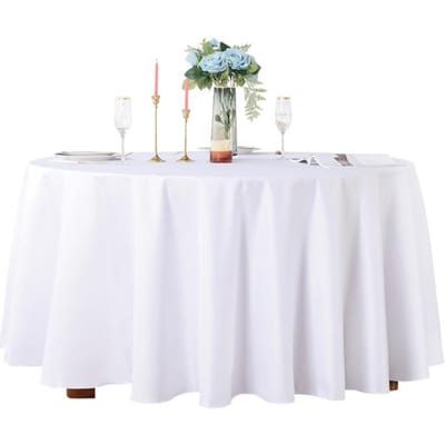 Tafelkleed Ronde Tafelkleden Bruiloft Puur Wit Tafelkleed Kerst Verjaardagsfeest Tafelkleden Voor Evenementen Huis Eetkamer Decor diameter 140cm wit